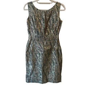 Source Unknown Vintage 60s Teal Blue and Gold Paisley Mini Dress Size S Party